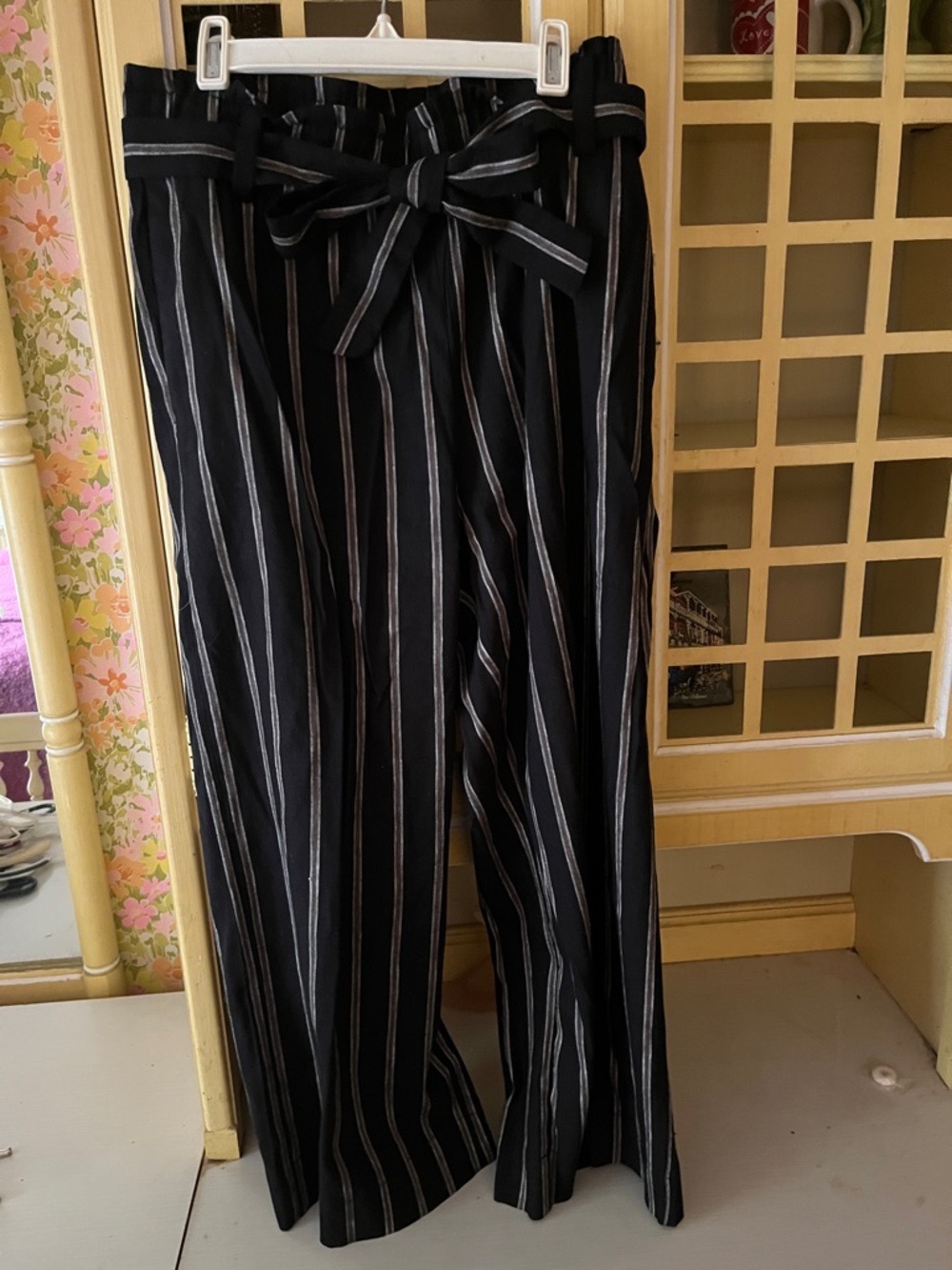 J. Jill Black Pants with Cream Stripes